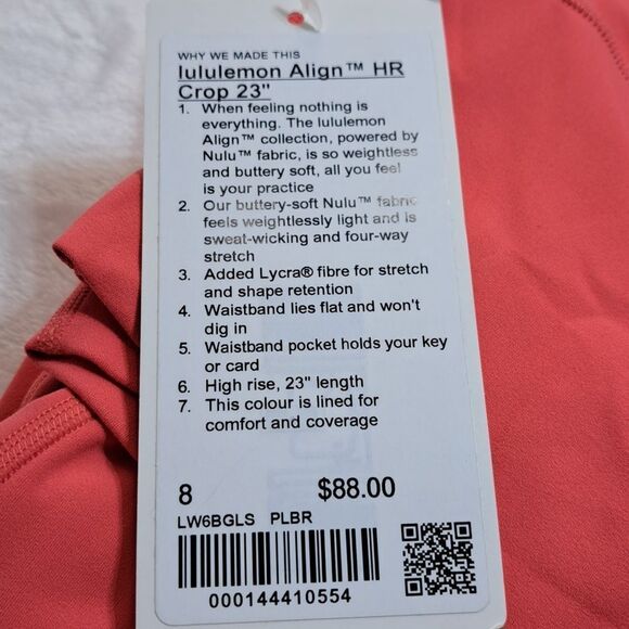 NWT Lululemon Align HR Crop 23" Pale Raspberry - Picture 9 of 9